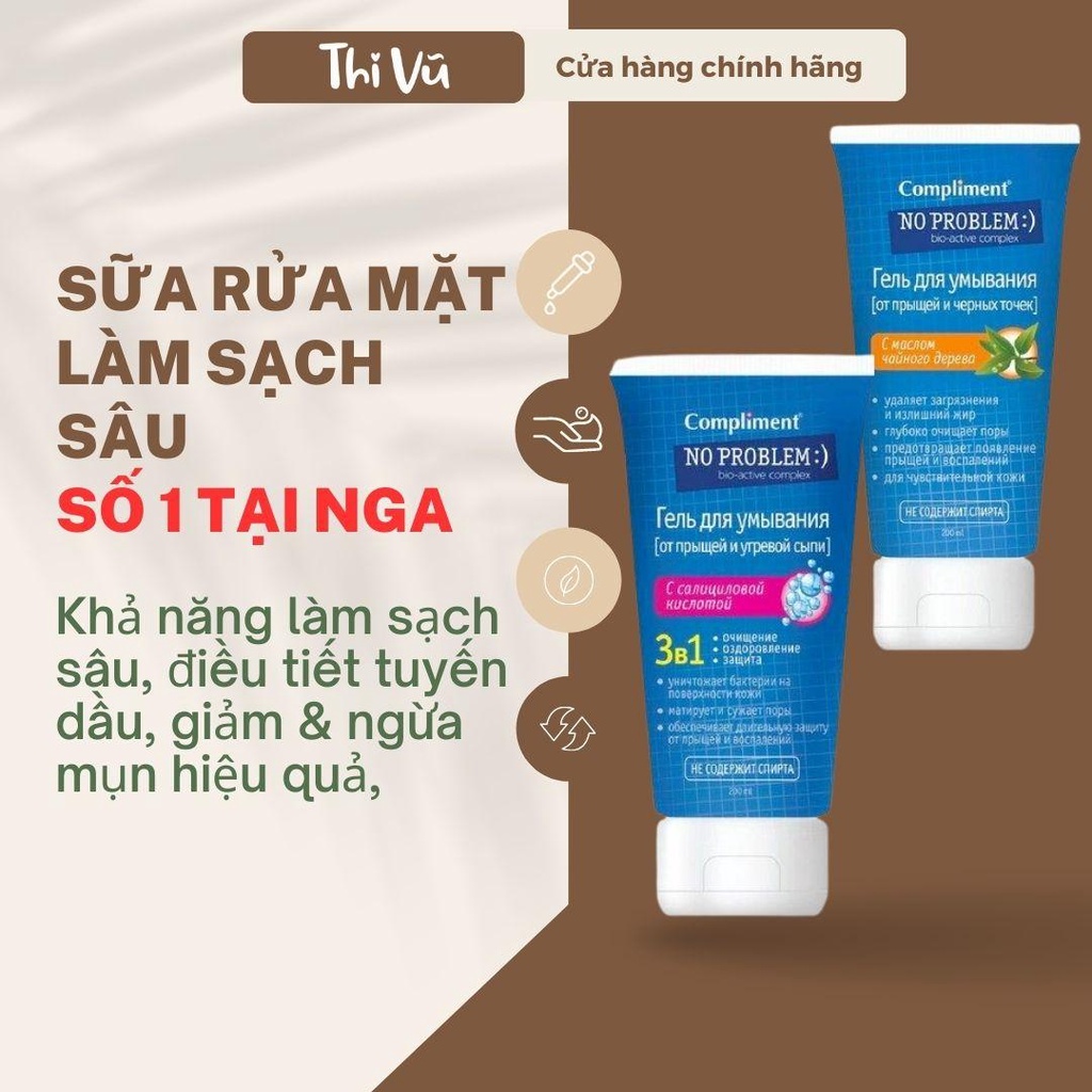 Sữa rửa mặt BHA Compliment No Problem làm sạch sâu giảm mụn 200ml - Thi Vũ