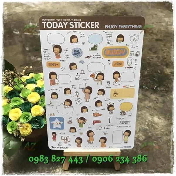 Sticker dán Today - Ngày (4 tờ)
