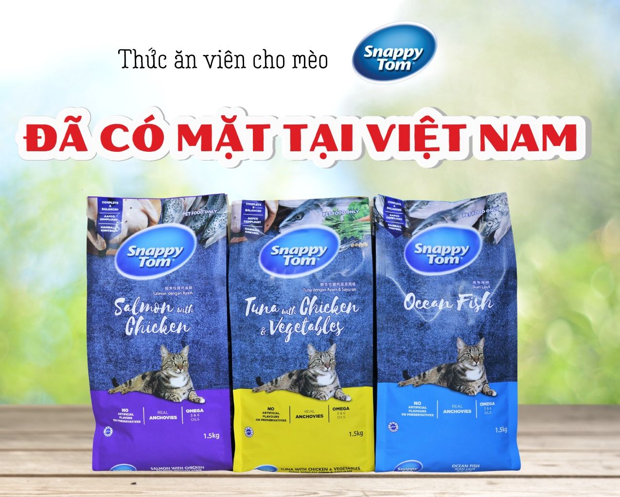 [6 VỊ] Hạt Cho Mèo Mix Cá Cơm Sấy Snappy Tom 1.5kg - [Nông Trại Thú Cưng]