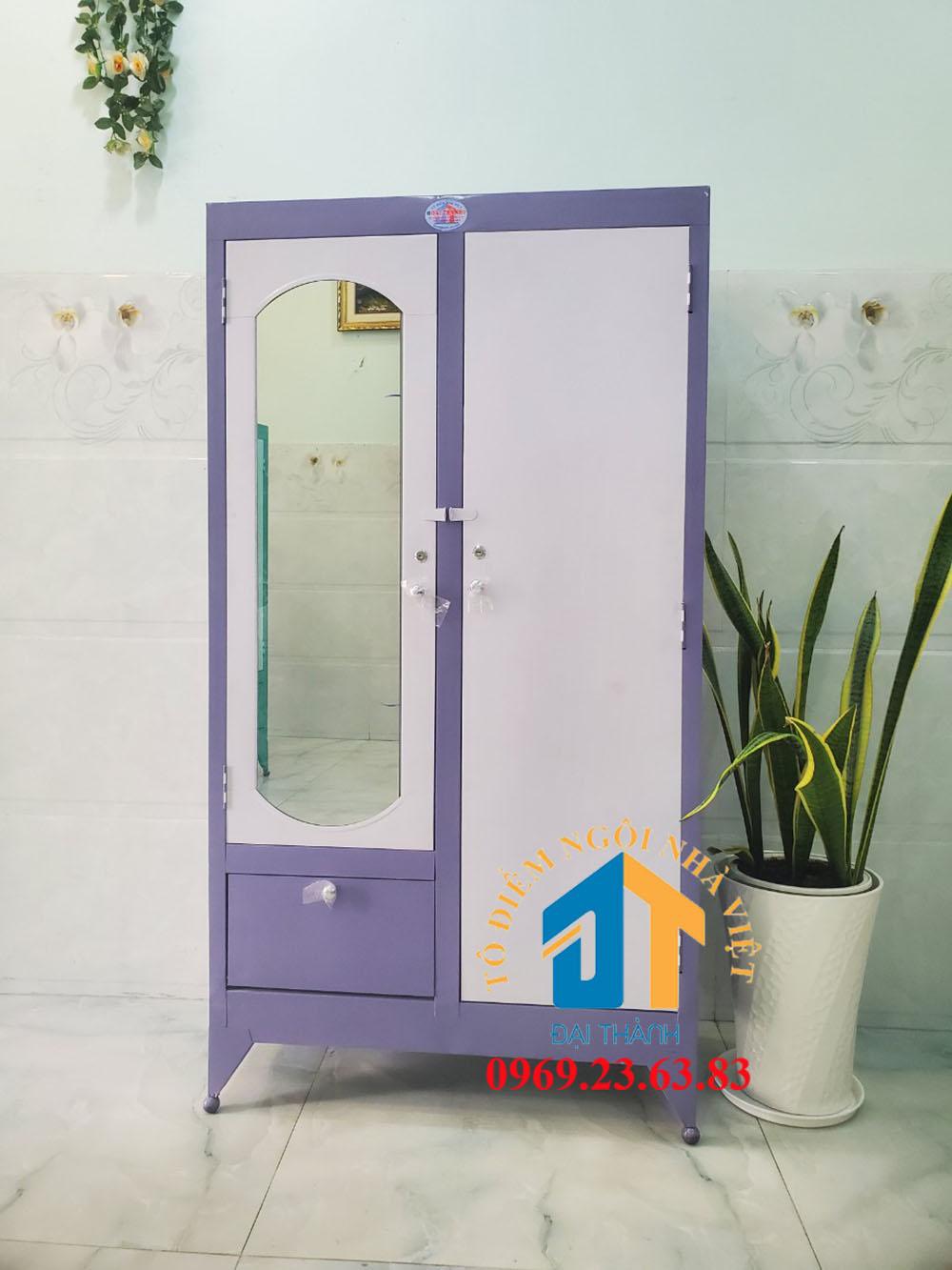 Tủ quần áo sắt 1m6 màu tím