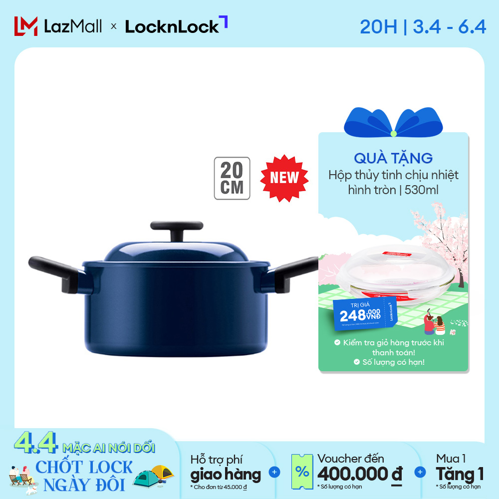LDE1202IH - Nồi Lock&Lock DECORE 20CM - Màu navy