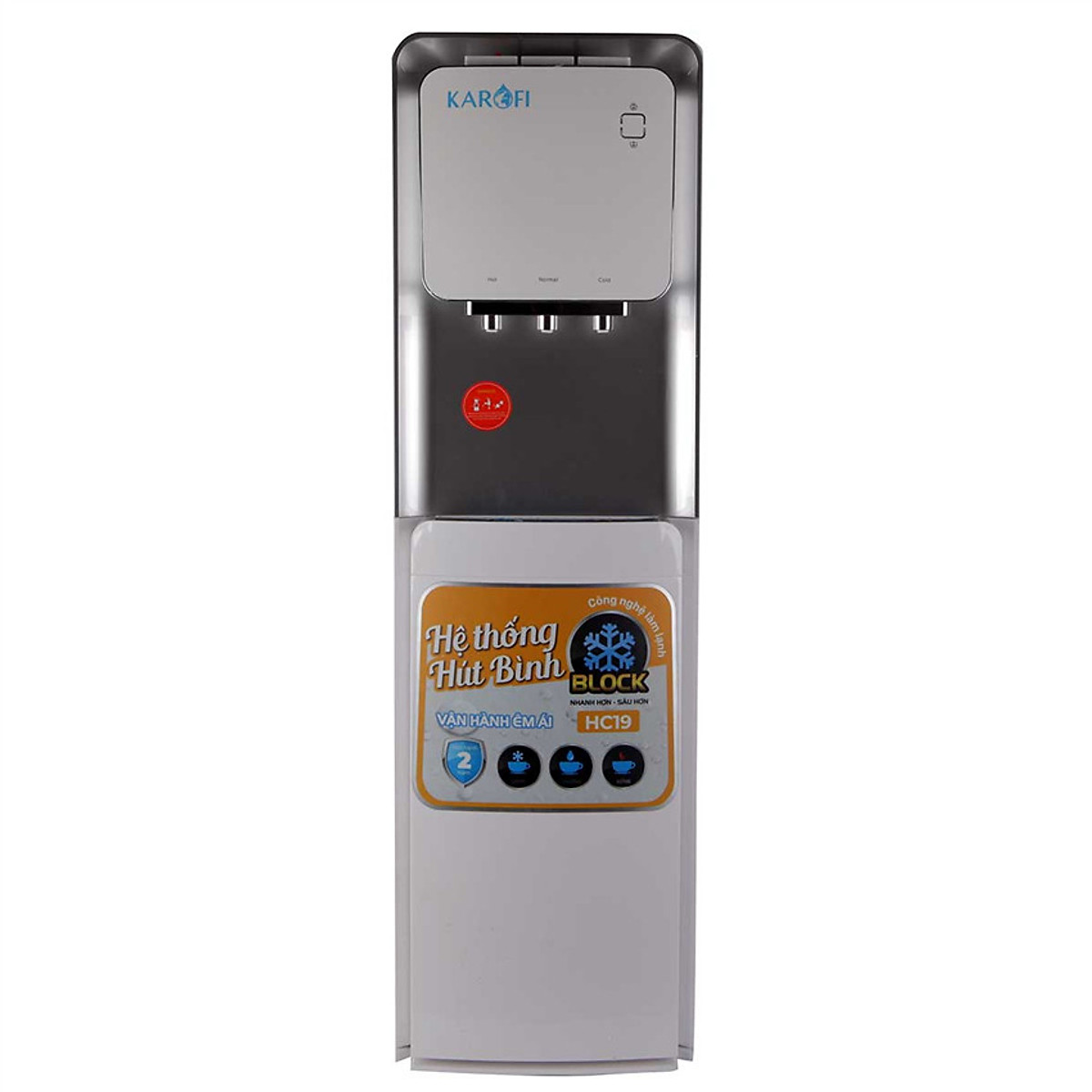 [VOUCHER 15%]Cây nước KAROFI HC19, làm lạnh block, trắng, hút bình