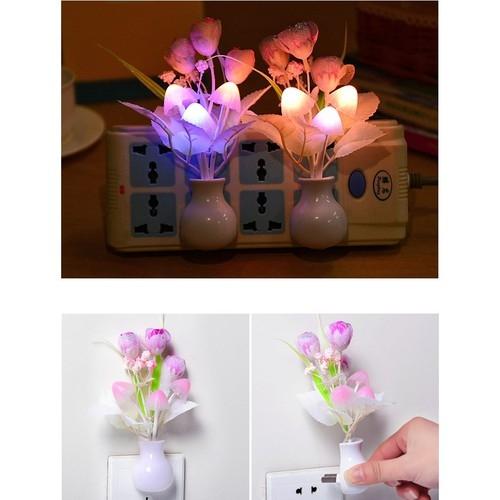 Đèn ngủ nấm cảm ứng hình bình hoa