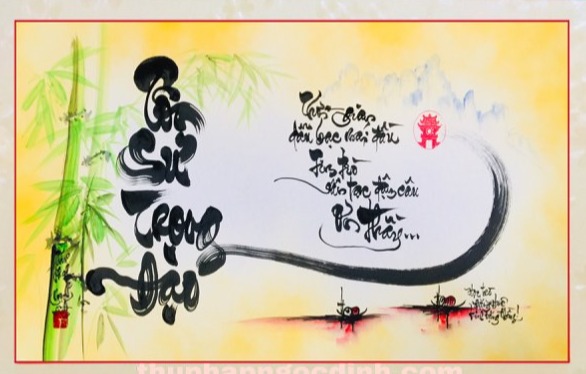 Tranh thư pháp Tôn Sư Trọng Đạo tri ân thầy cô quà tặng nhà giáo kèm khung tranh trang trí