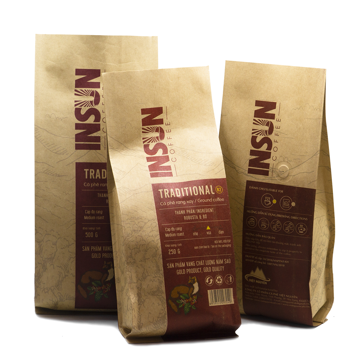 CÀ PHÊ INSUN RANG XAY TRADITIONAL R1 GÓI 500g