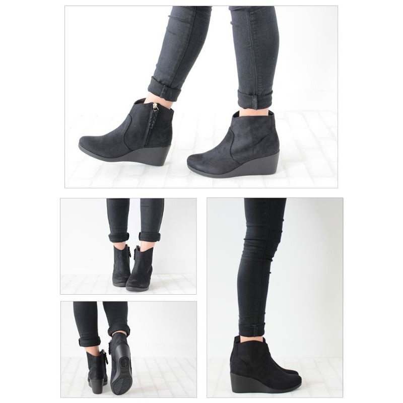 [Chính hãng] Crocs - Giày bốt da thời trang Leigh suede wedge bootie