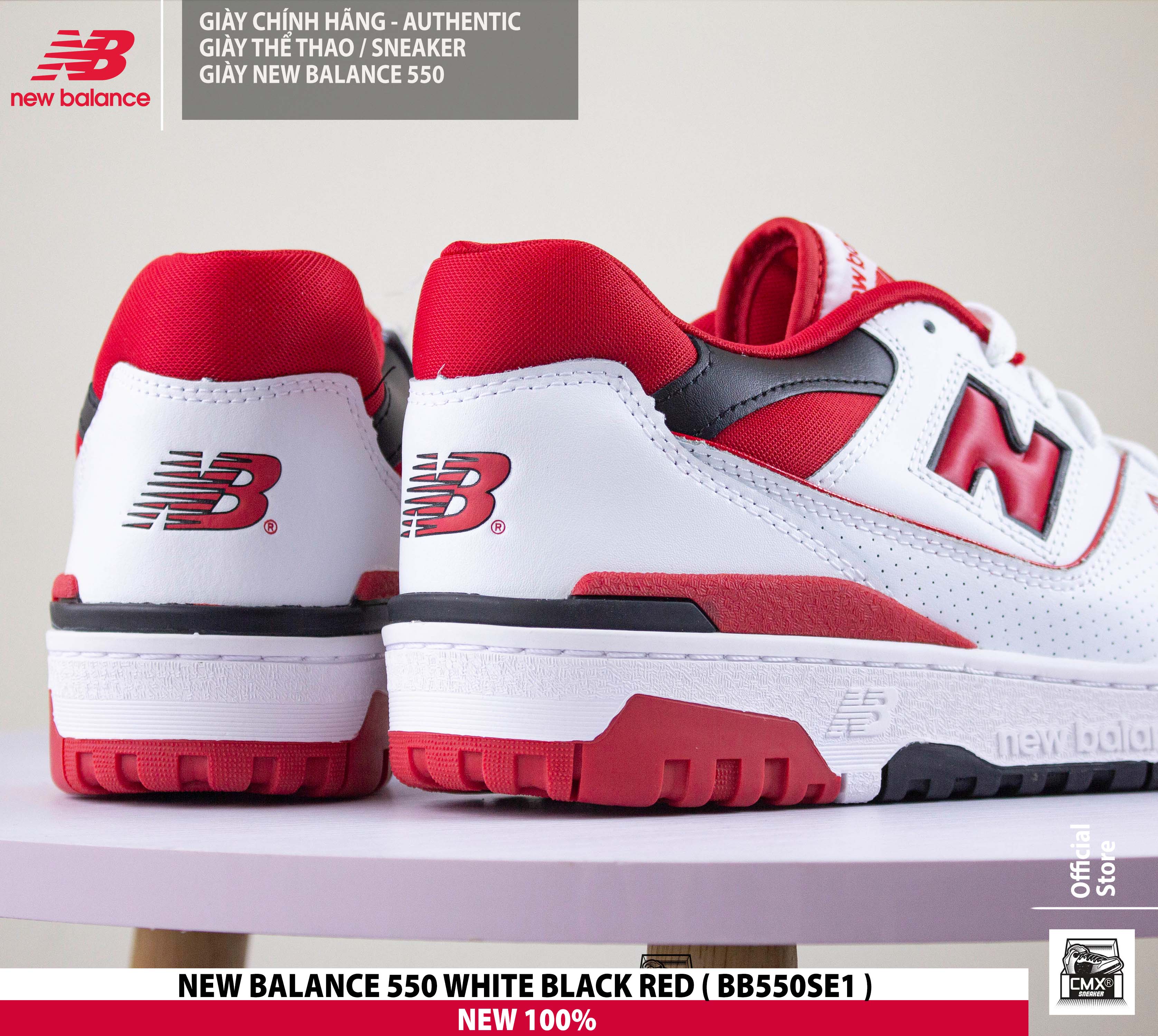 😘 [ HÀNG CHÍNH HÃNG CÓ SẴN ] Giày New Balance 550 WHITE BLACK RED ( BB550SE1 ) - AUTHENTIC 100%