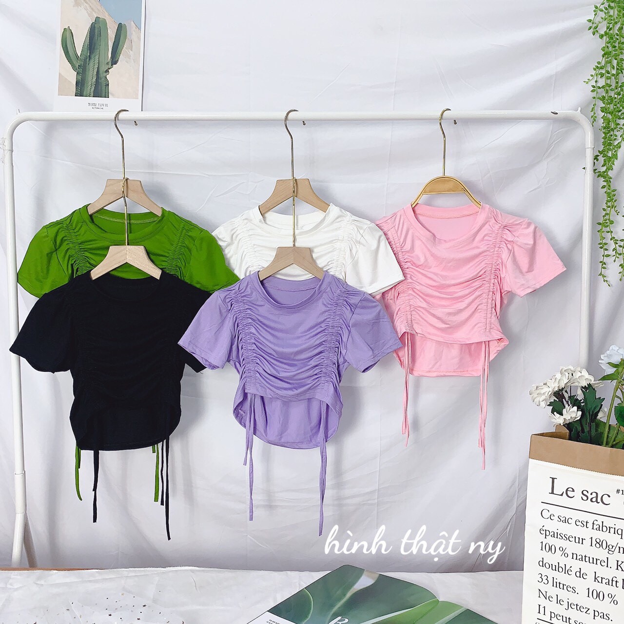 Áo croptop thun lụa xinh rút dây 2 bên xinh xắn hot hit