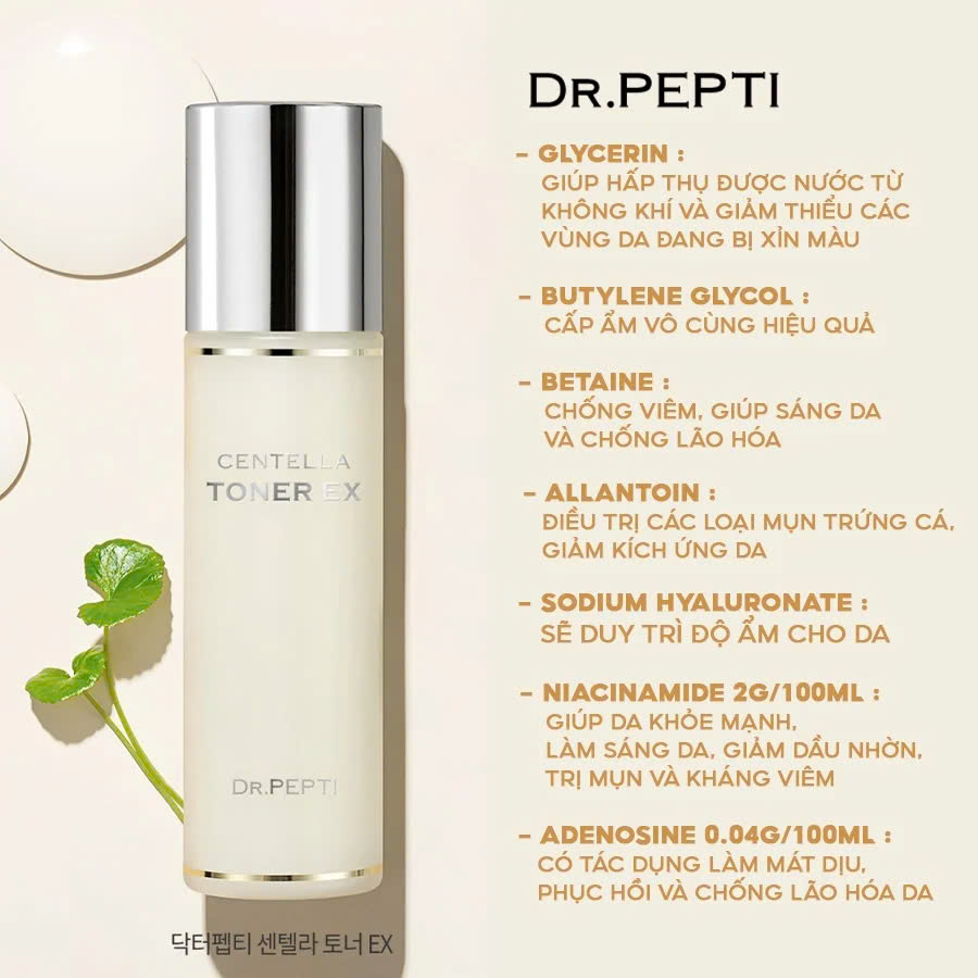 MẪU MỚI - Toner Giúp Căng Bóng Da Centella Toner EX- Dr.Pepti