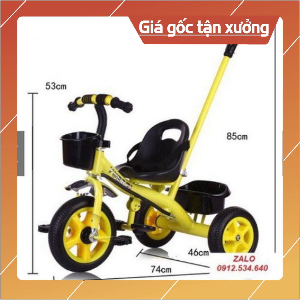 xe đẩy 3 bánh có bàn đạp cần đẩy và giỏ để đồ
