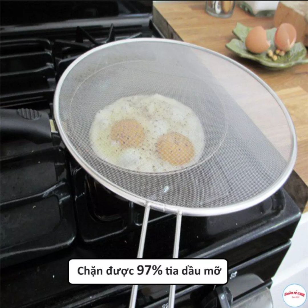 Vợt lưới đậy chắn dầu mỡ INOX cao cấp Size 29. Nắp đậy chảo che chắn dầu mỡ văng ra ngoài.