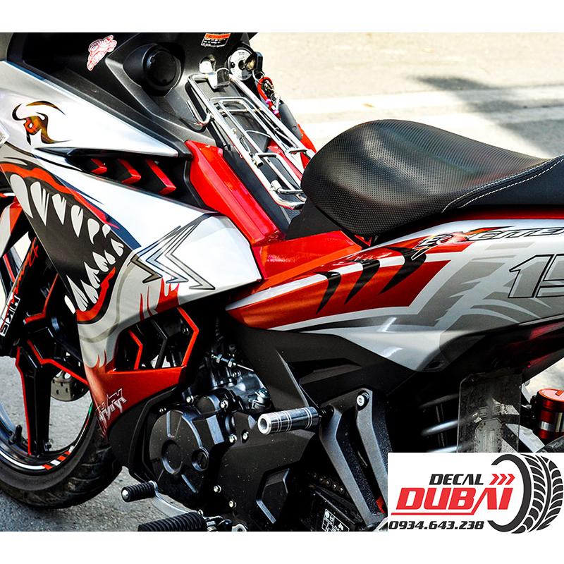 Tem Trùm Exciter 150 2019 Trắng Đỏ Đen Cá Mập