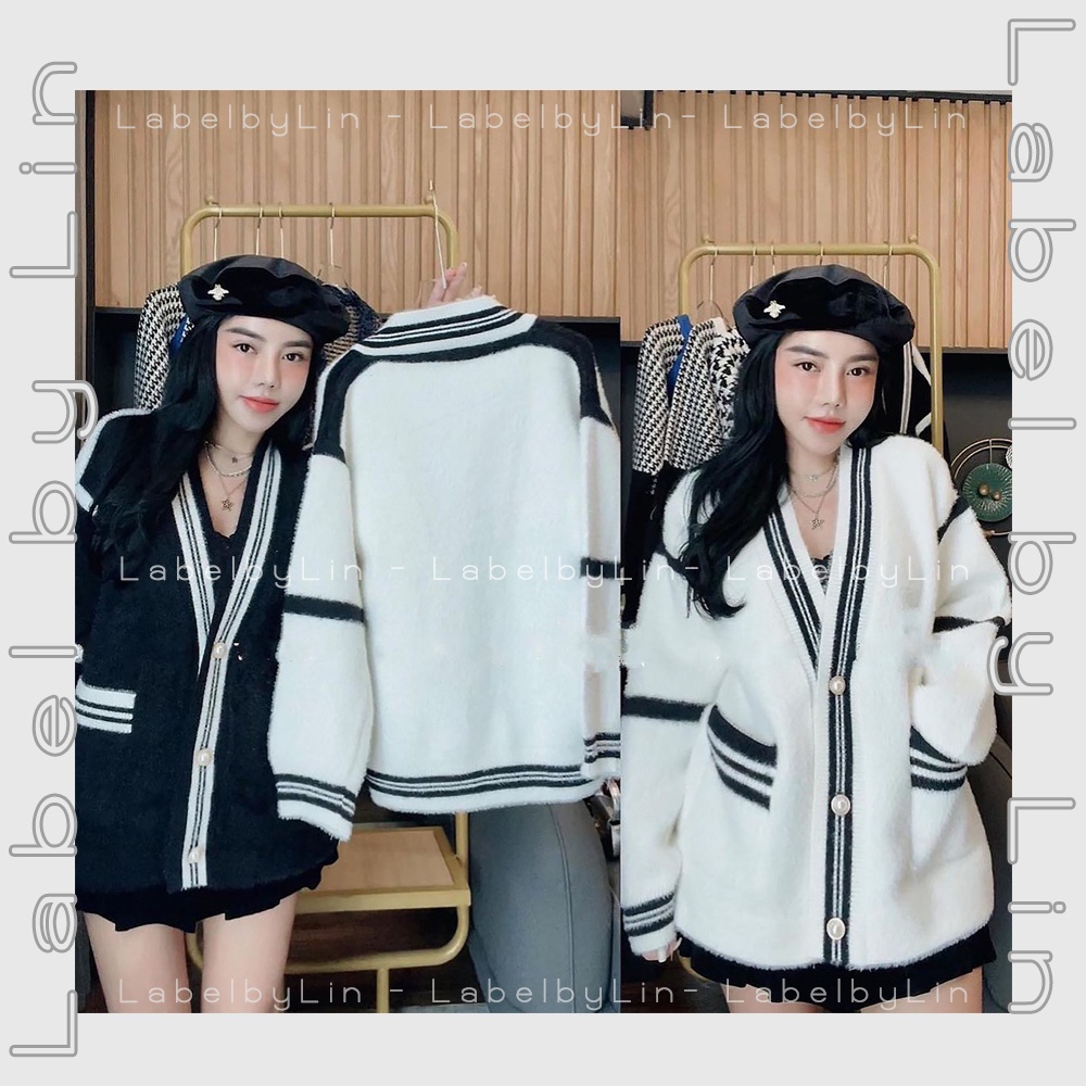Áo khoác len Cardigan phối viền cúc ngọc - Phong cách Hàn Quốc Siêu Xinh