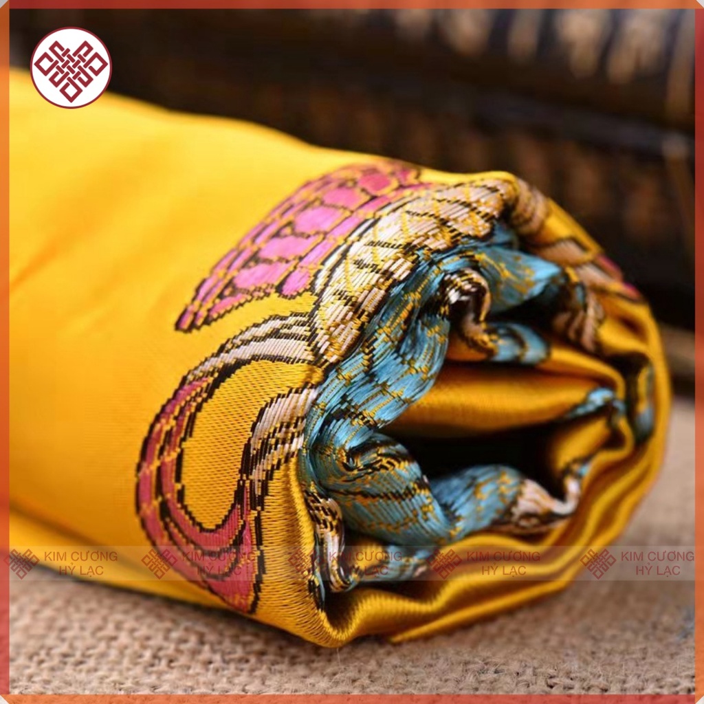 Khăn Khata [Kim Cương Hỷ Lạc] Lụa Thêu Bát Cát Tường 250X48Cm
