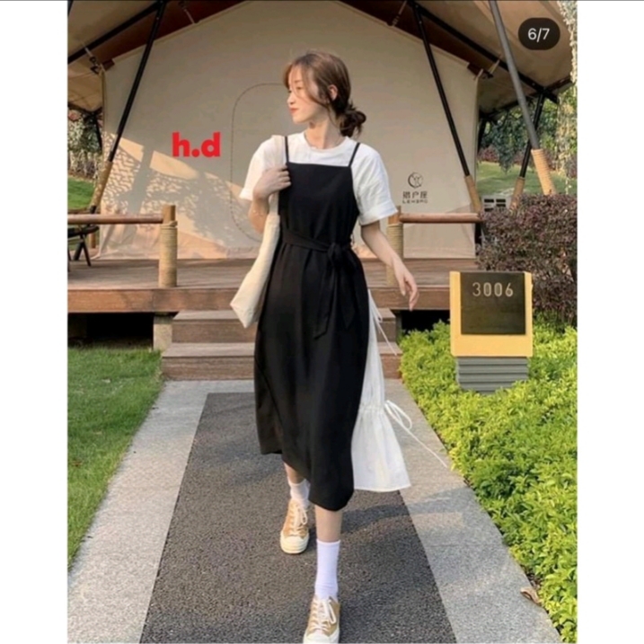SÉT VÁY YẾM BUỘC EO + ÁO COTTON CỰC XINH