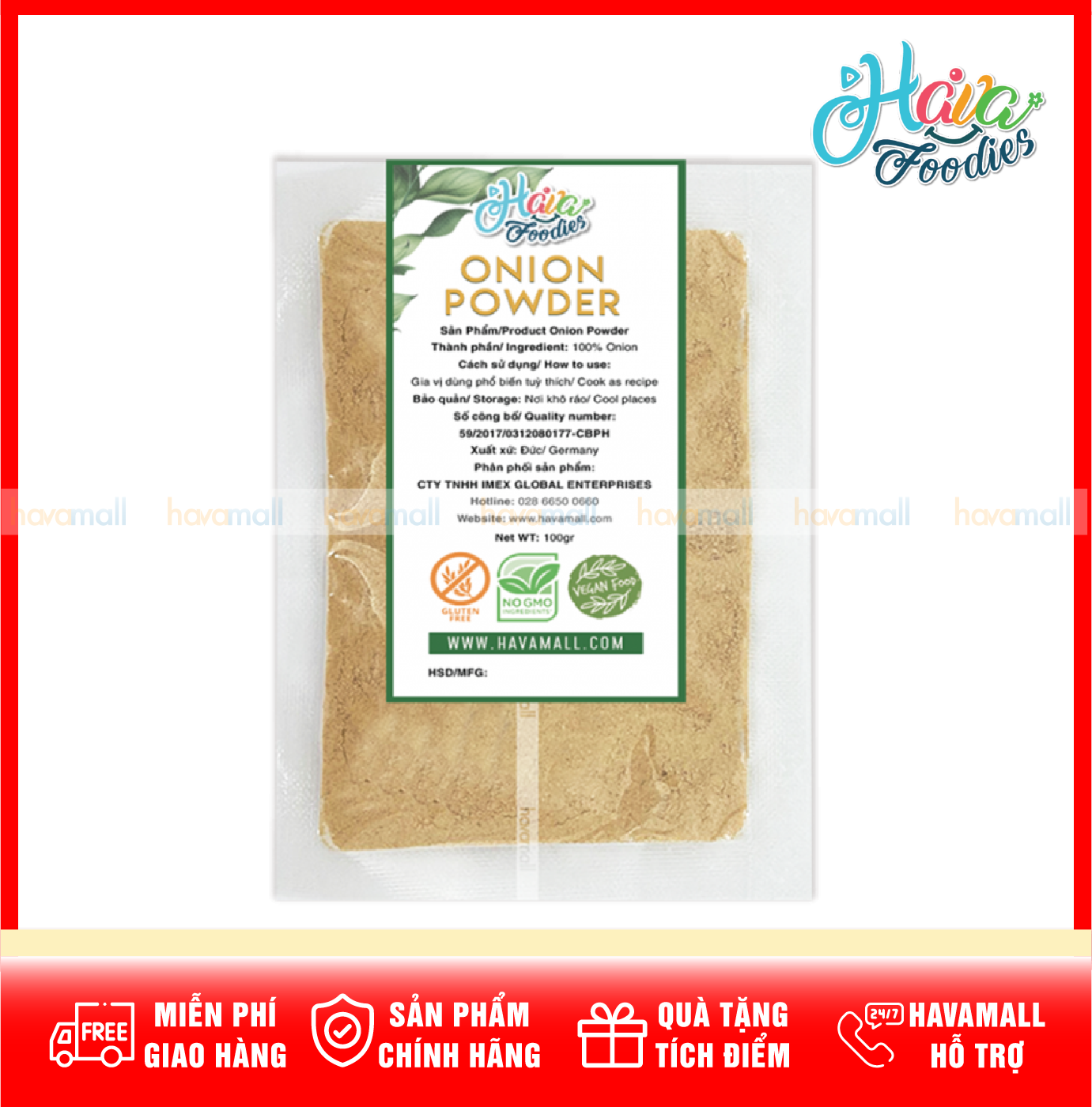 Bột Hành Bịch Havafoodies – Onion Powder