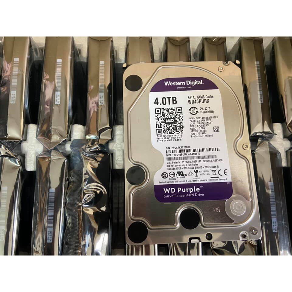 Ổ Cứng HDD Western Digital Purple 4TB 64MB Tím (Bảo Hành 24 Tháng 1 Đổi 1)