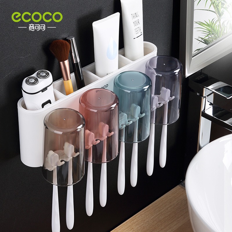 COMBO KỆ ĐỰNG 4 CỐC MÃ E1926 VÀ 1 NHẢ KEM ĐÁNH RĂNG ECOCO CAO CẤP