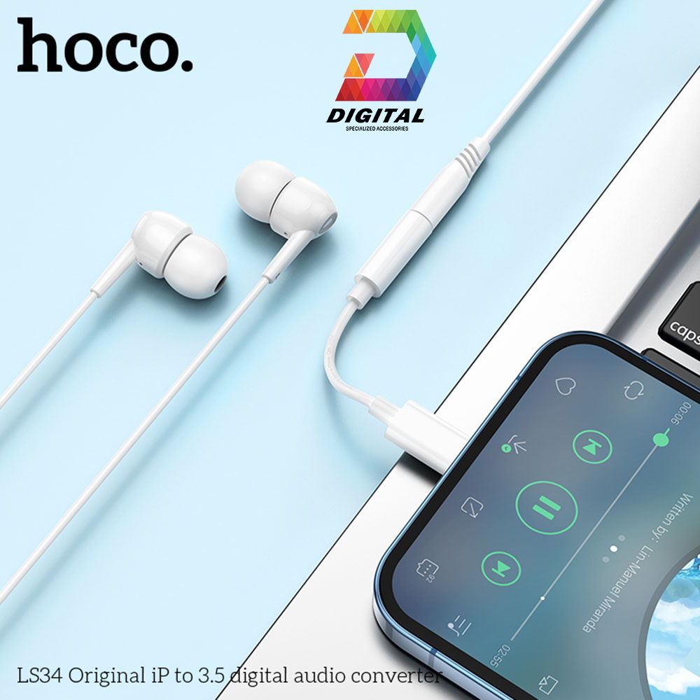 Jack Chuyển Cổng Lightning Sang 3.5mm Hoco LS34 Chính Hãng