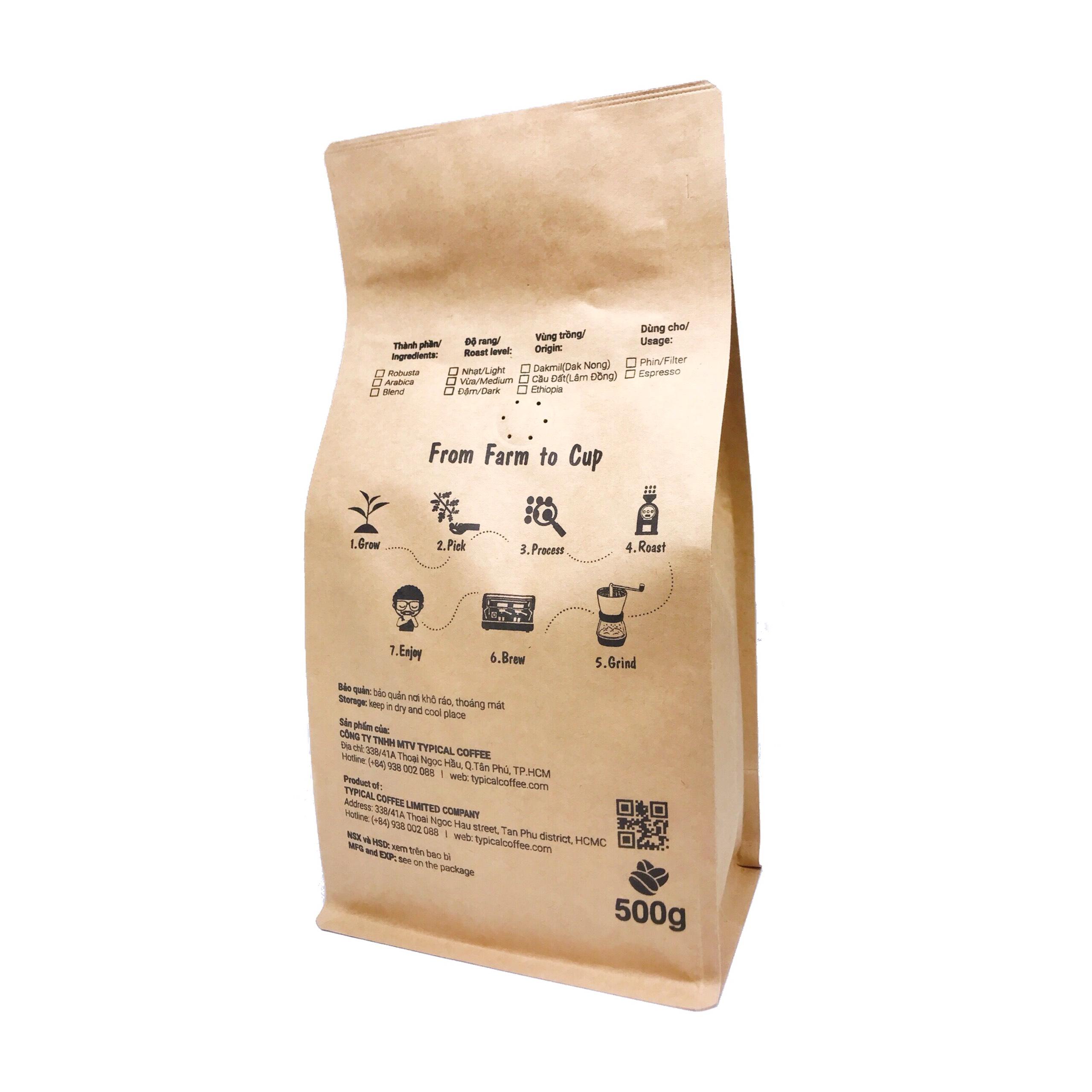 [HCM]Cà Phê Hạt Nguyên Chất Arabica Cầu Đất Acidity 500g