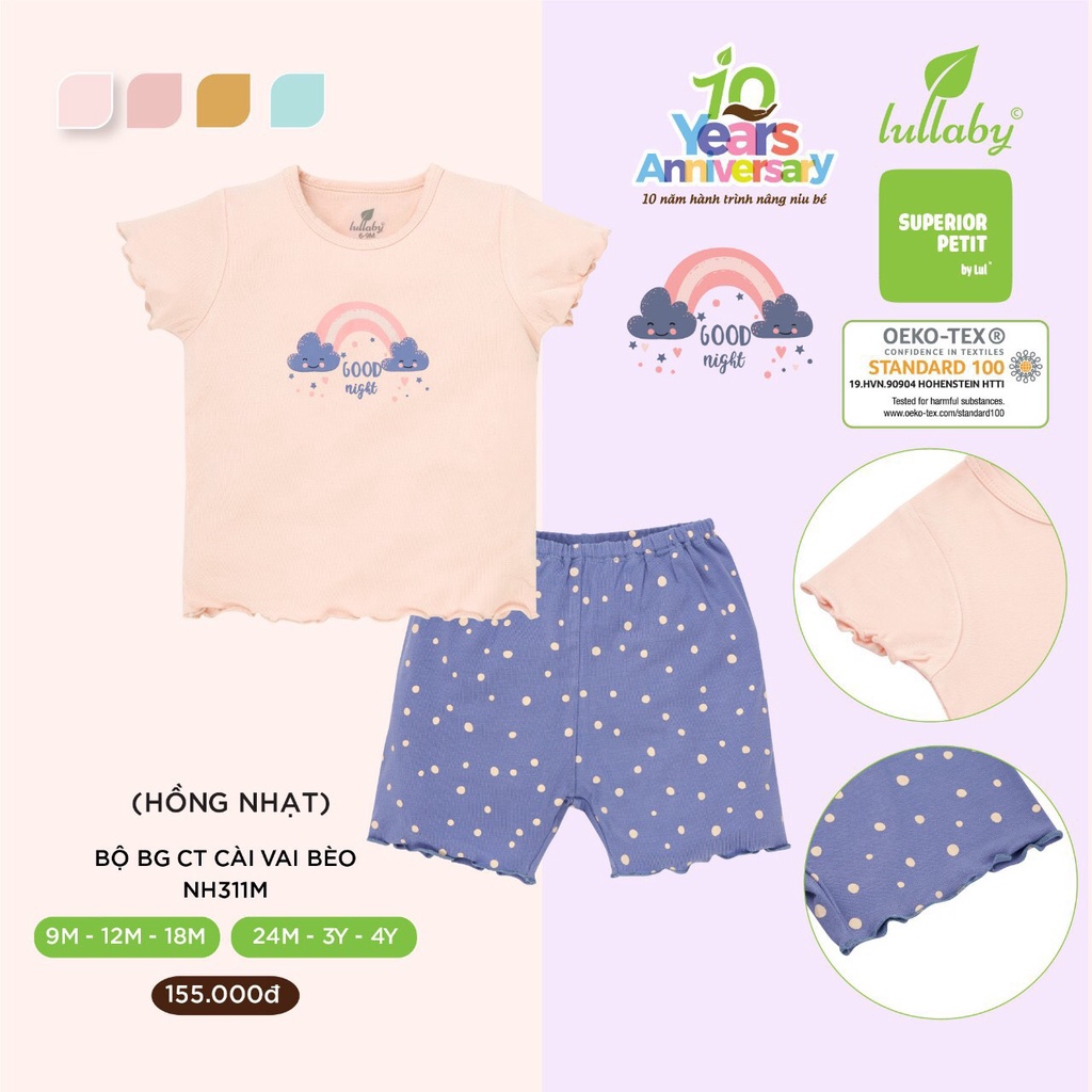 Bộ cộc tay bé trai/bé gái raglan Petit Lullaby [NH310M-NH313M]