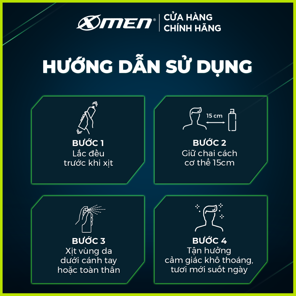 Xịt khử mùi Xmen 150ml wood/fire