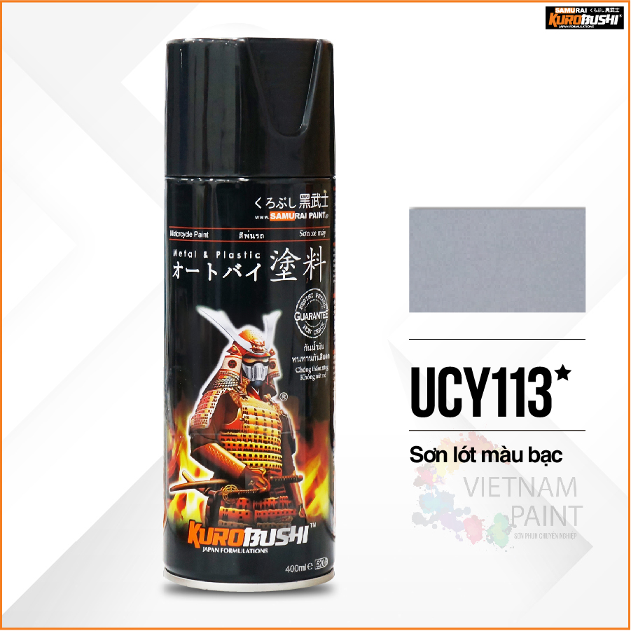 Sơn Samurai - (MÀU BẠC) SƠN LÓT UCY113 (400ml) chuyên dùng cho xe máy