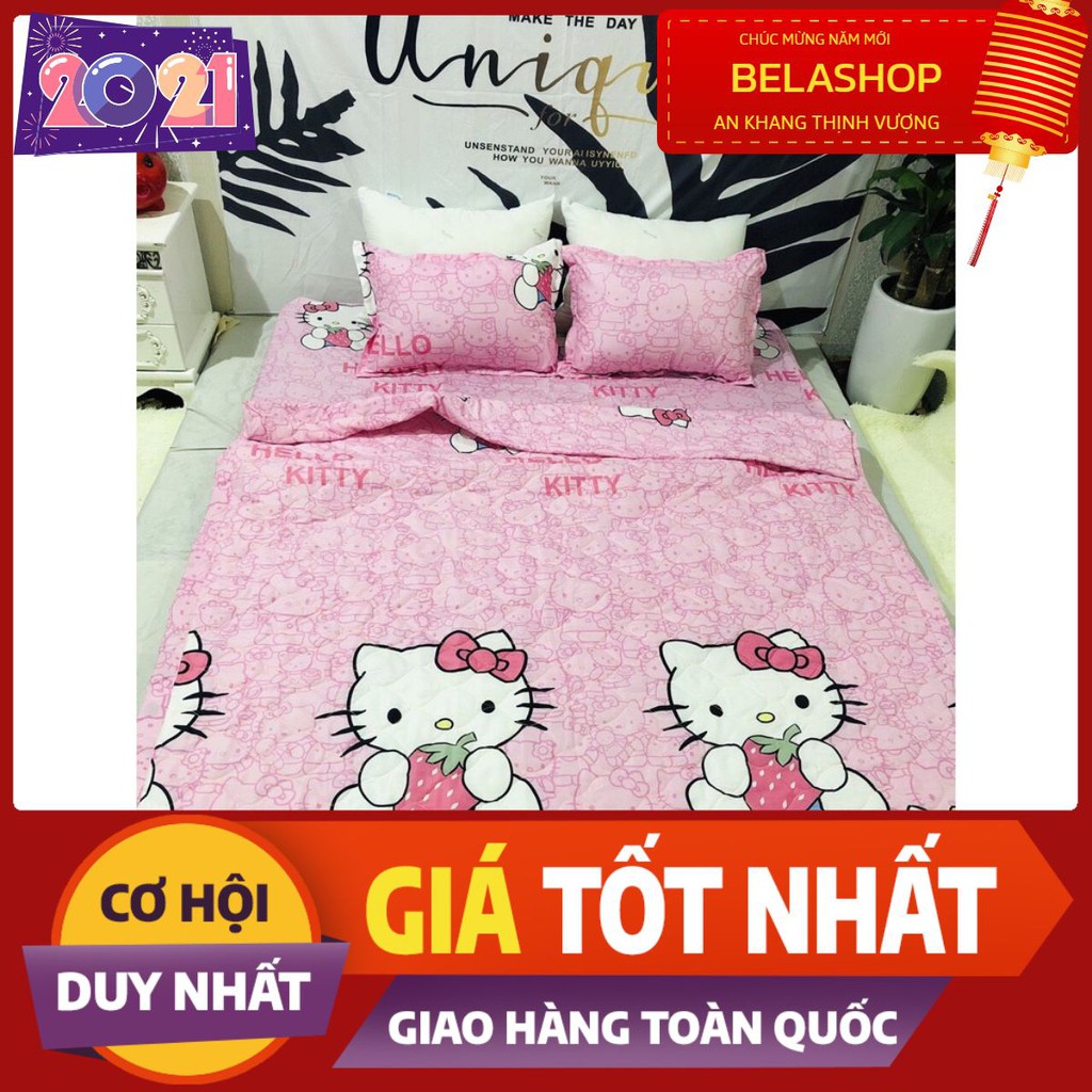 [HCM]Chăn hè thu trần bông 3 lớp poly mền trần bông mẫu hello kitty hồng mới