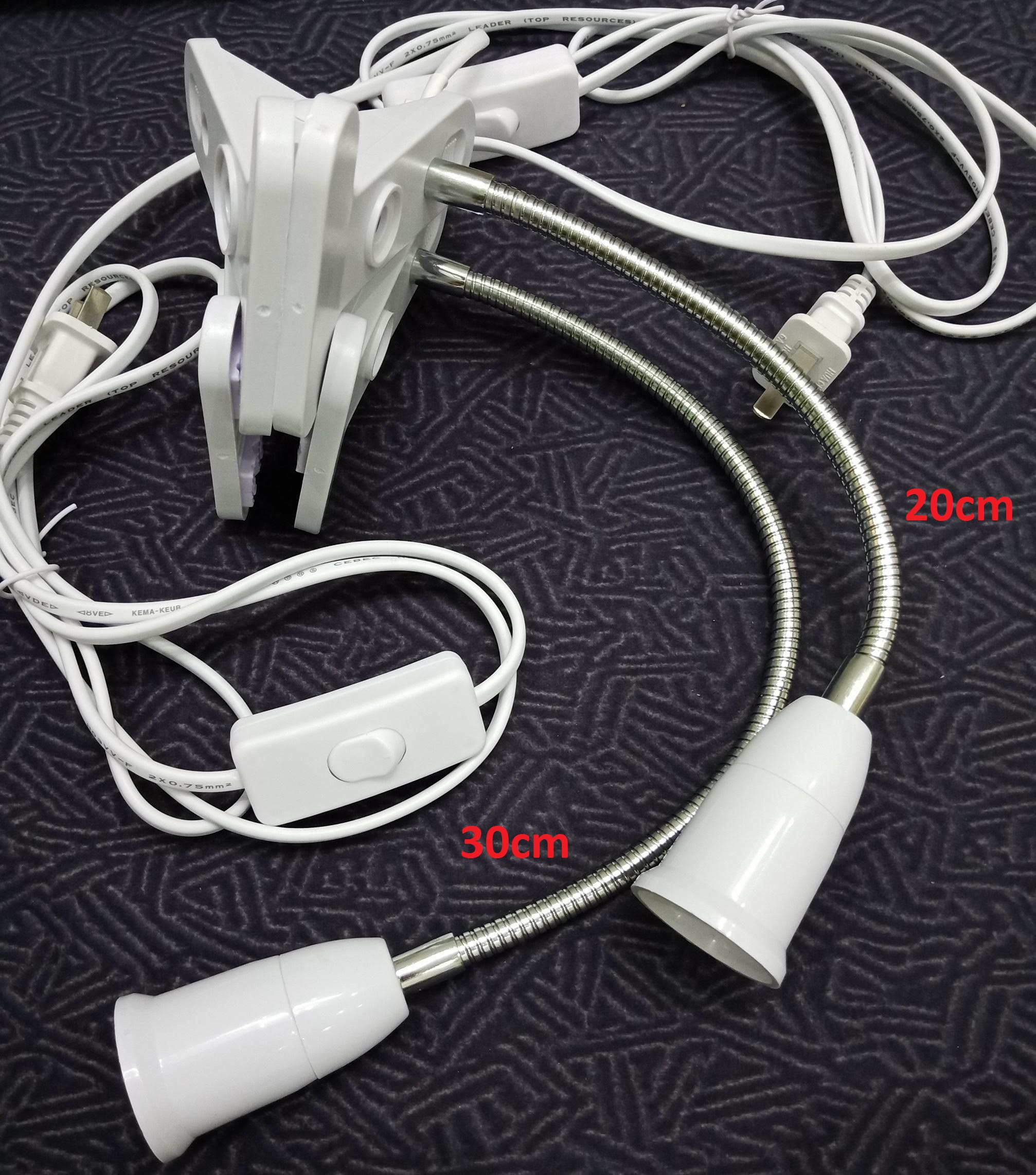 Chân đèn để bàn kẹp, đui xoáy E27 phổ biến nhất - Dài 30cm