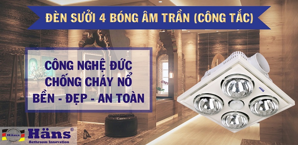 Đèn sưởi 4 bóng âm trần Hans H4B