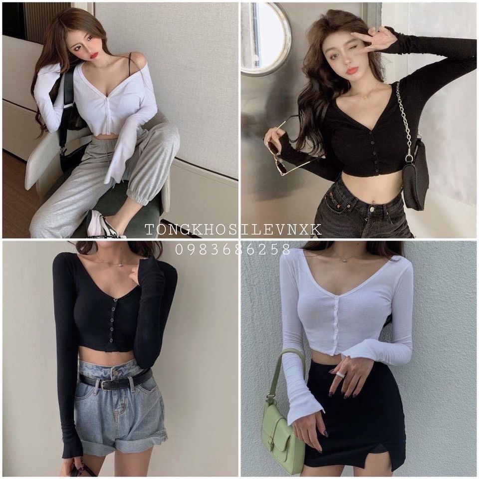 Áo croptop cổ tim