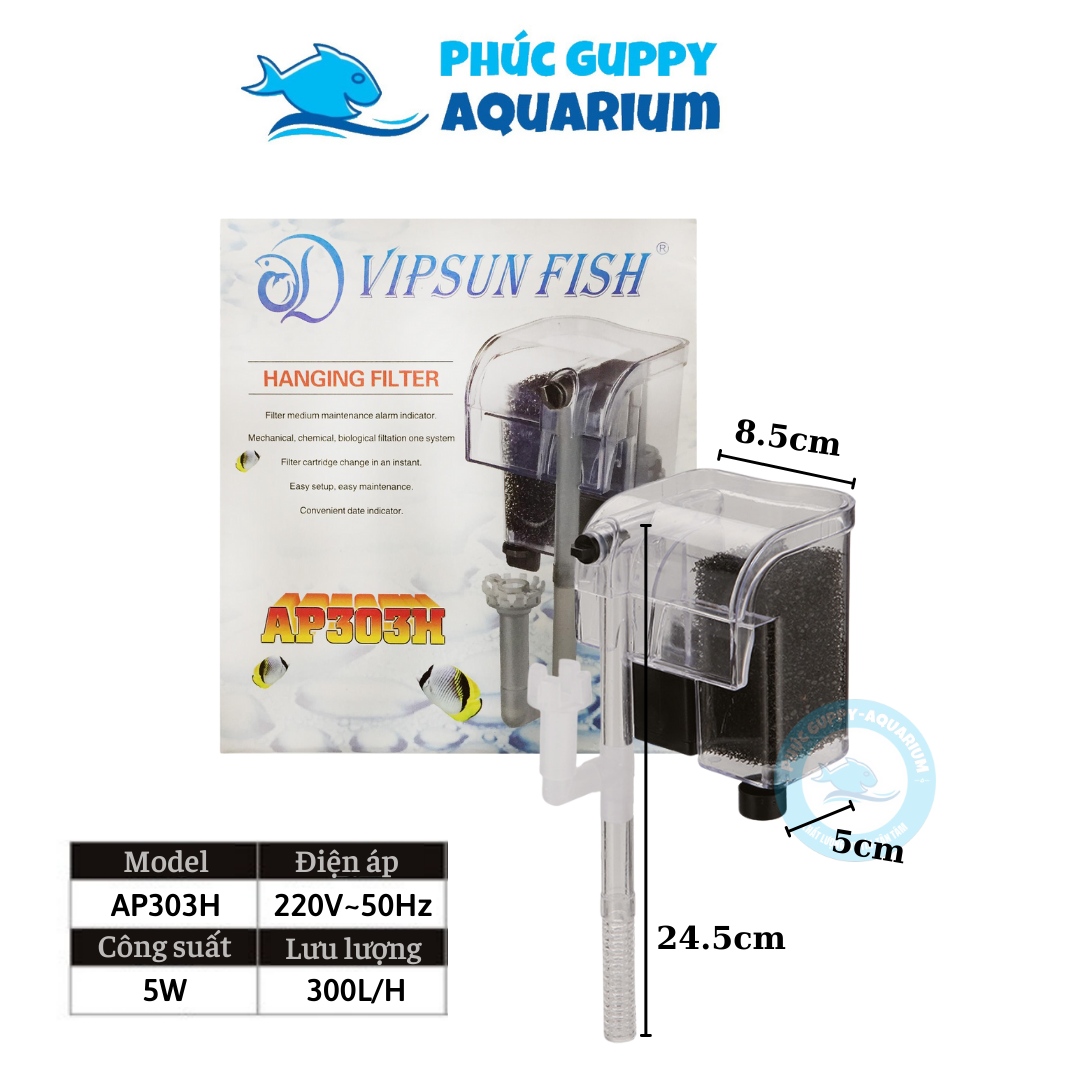 Máy lọc thác bể cá vipsun fish ap-303h