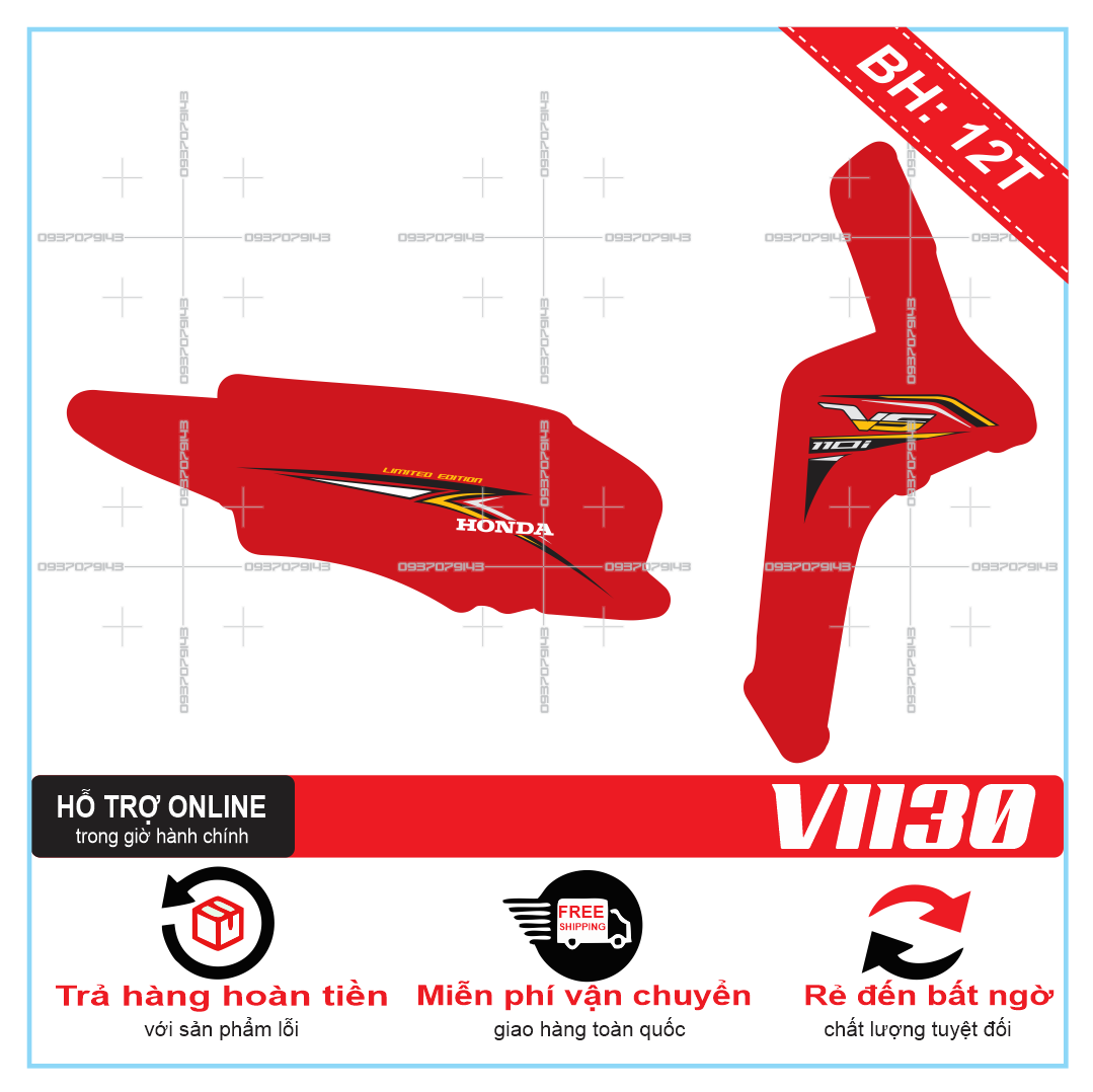 TEM XE VISION 2016, TEM RỜI VISION 2016 1130 DÁN XE ĐỎ