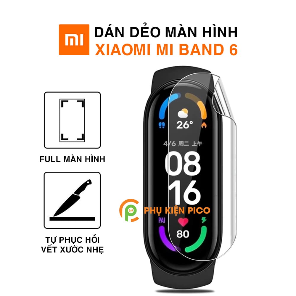 Dán màn hình Mi Band 6 full màn hình dẻo trong suốt PPF tự phục hồi vết xước - Dán dẻo Mi Band 6