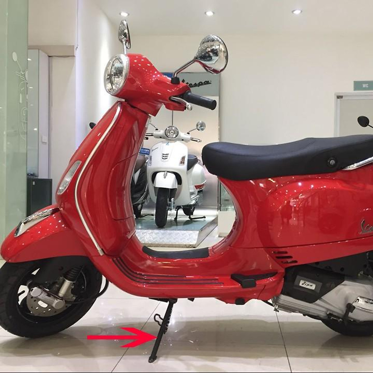 Chân chống cạnh xe - chân chống nghiêng xe Vespa LX Việt có điện