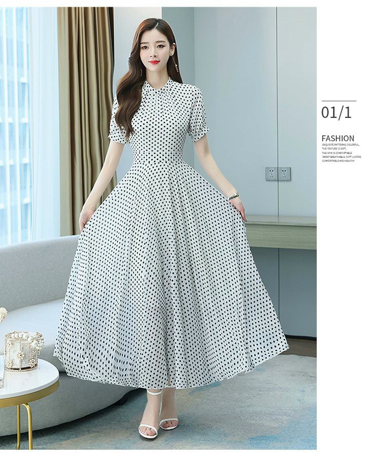 ĐẦM MAXI BI CỔ TRỤ XẾP LI - YB211101