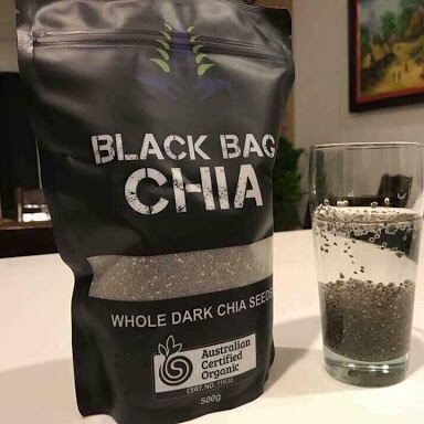 Black Chia Seeds 500g ft Black Bag Chia