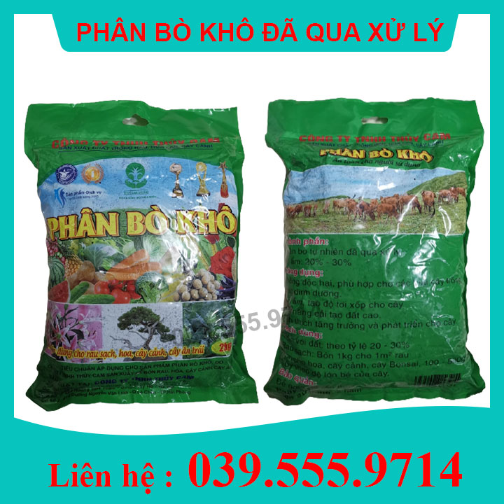 Phân bò khô đã qua xử lý không mùi bao 2kg
