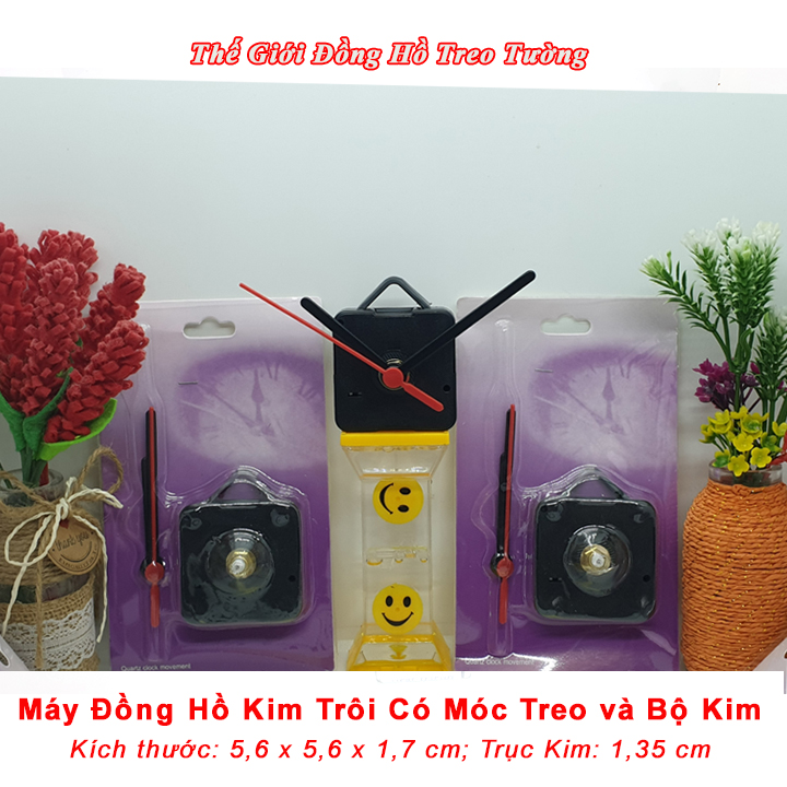 Máy Đồng Hồ KIM TRÔI Siêu Tĩnh Fullbox Có Móc Treo, Bộ 3 Kim và Pin Tiểu AA Dùng Thay Thế Máy Đồng Hồ Cũ Hoặc Tự Làm Đồng Hồ (DIY)