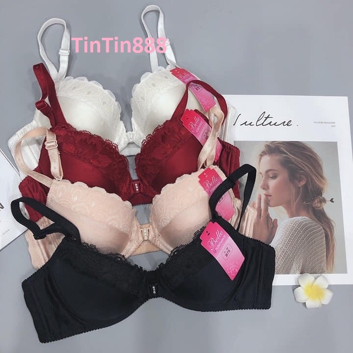 Đủ size 34 đến 40 - Áo ngực nữ mút mỏng cài trước có gọng nâng ngực trơn phối ren nâng ngực co dãn bút đúc mềm mại - áo lót nâng ngực chống sệ - TinTin888
