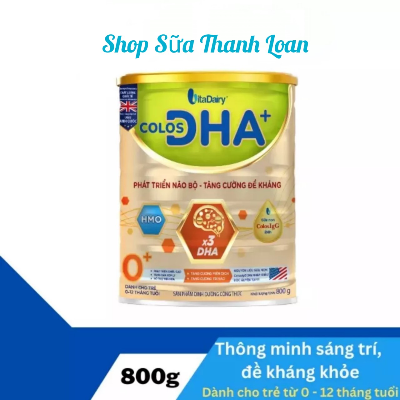 Sữa bột vitadairy colos dha 0+/ 1+ 800g.