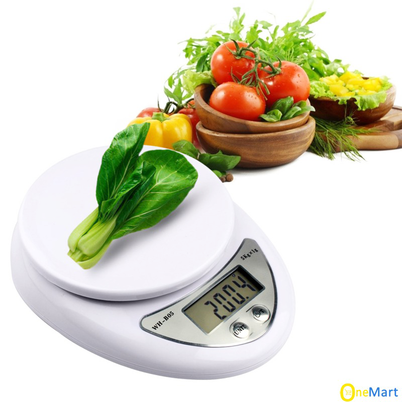 Cân điện tử tròn 5kg B05 nhà bếp LCD