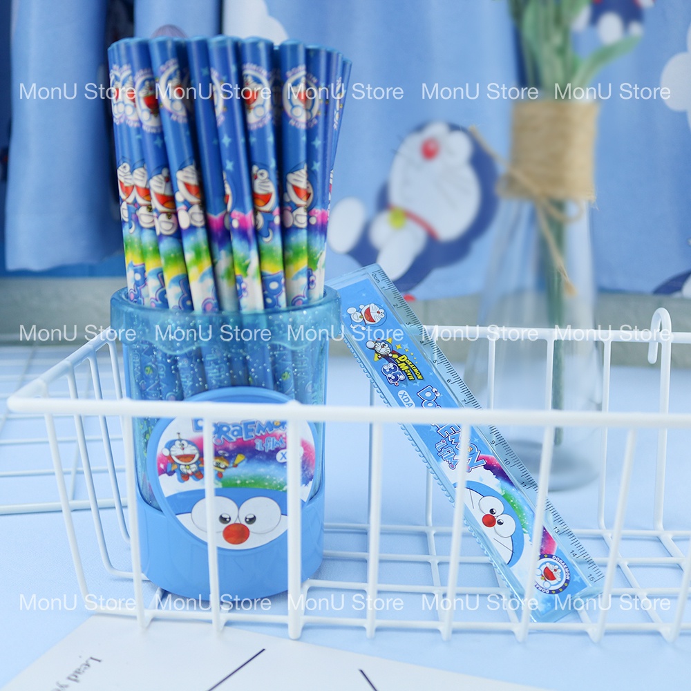 Hộp 50 cây bút chì 2b doraemon dễ thương kèm quà tặng mon0069