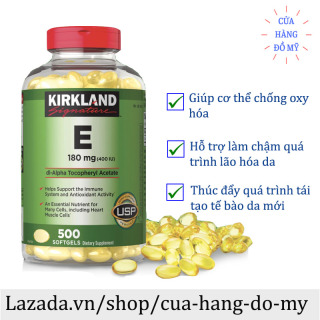 Vitamin E Kirkland 400 IU Mẫu Mới Nhất - 500 Viên - Vitamin E của Mỹ giúp sáng da, mịn màng. thumbnail