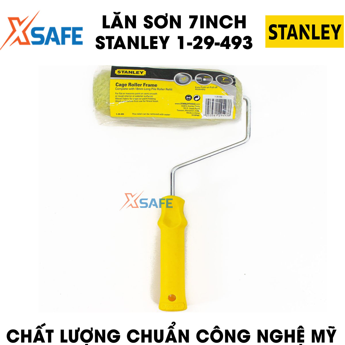 Paint Roller Stanley 1-29-493 7 inch. Paint Roller Stanley Design compact and flexible, cotton roller material fabric cotton soft absorbent paint good help paint out đều, roller for fast and smooth,--product genuine xsafe