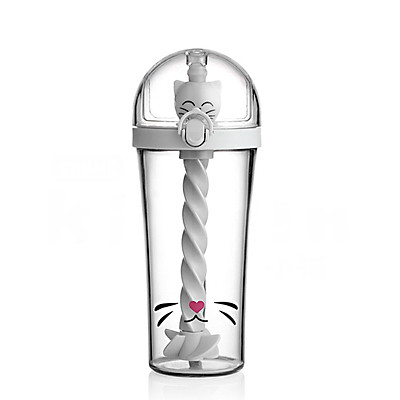Bình nước bình nước nhựa kèm ống hút hình thú siêu đáng yêu 500ml