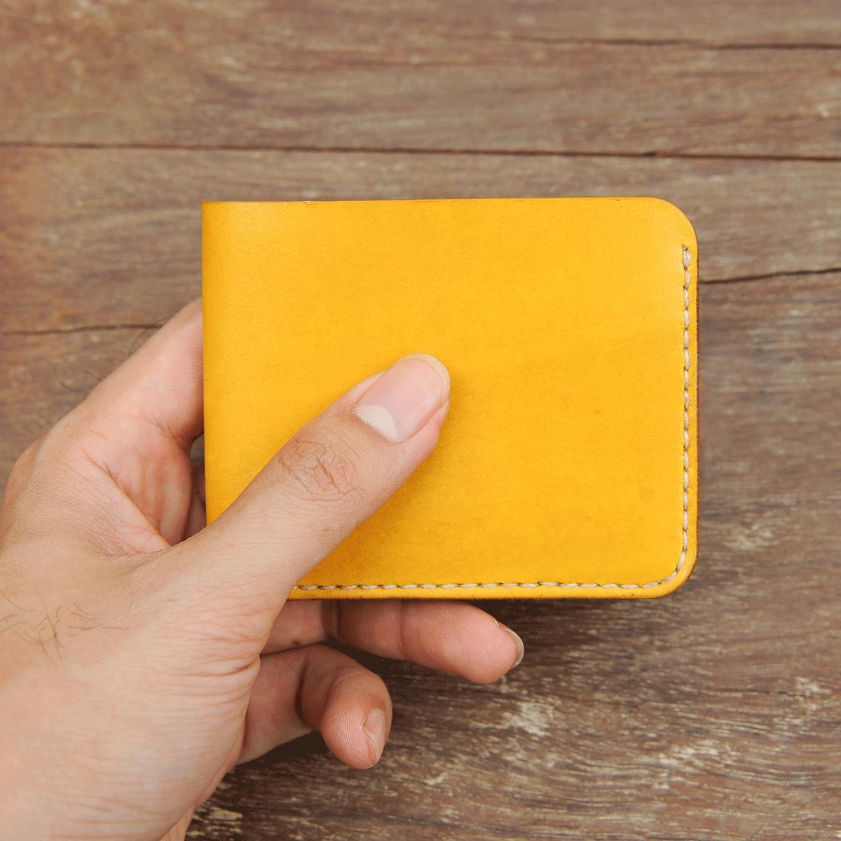 Ví nữ mini bỏ túi màu vàng  - Da bò nhập khẩu - Ví mini Mino Crafts VI715