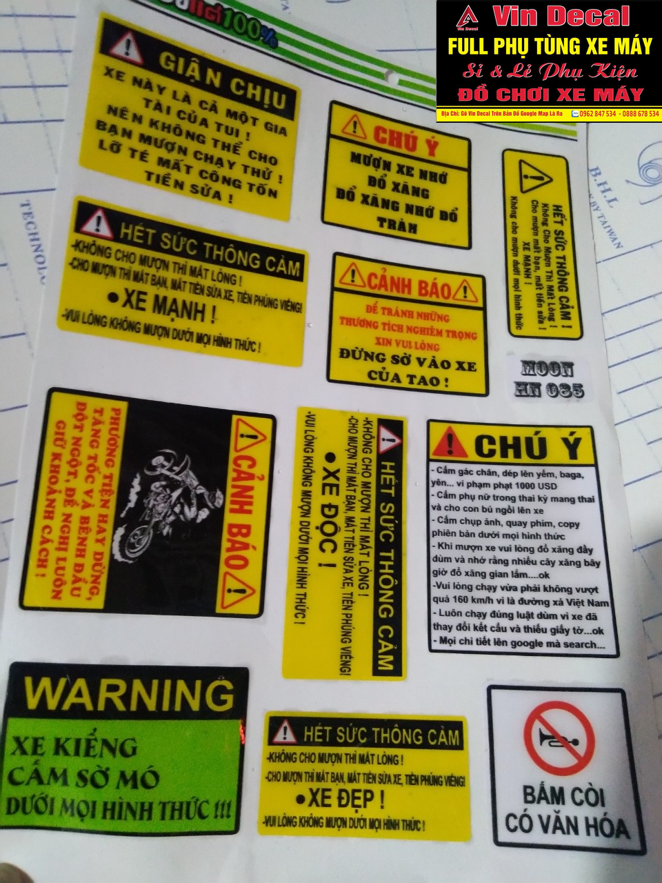 Tấm tem nổi giận chịu, chú ý, cảnh báo, bóp còi,warning, thông cảm HN 035