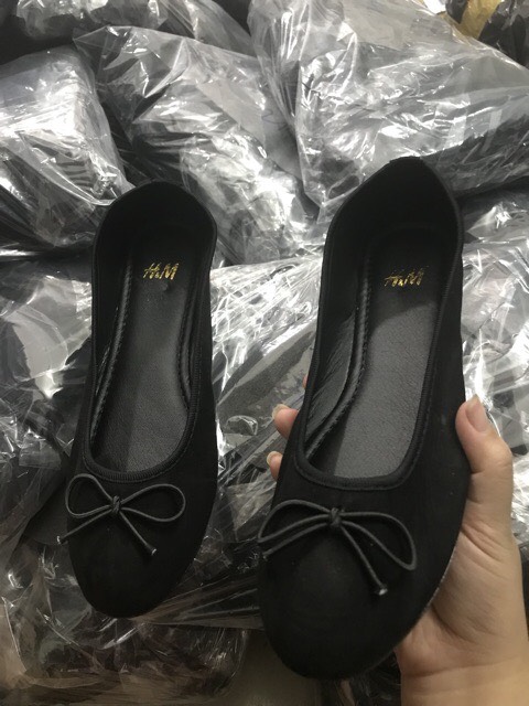 giày búp bê nữ da lộn nơ xinh
