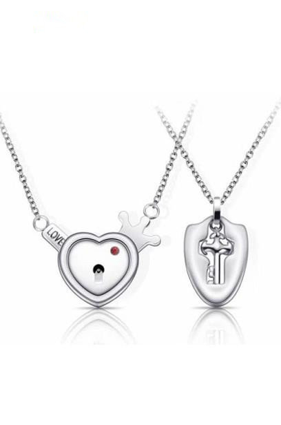 Bộ dây chuyền cặp đôi titan Thấy Là Thích ổ khóa và lắc tay chìa khóa - Cam kết 1 đổi 1 nếu đen và gỉ sét